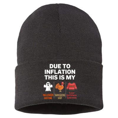 Due To Inflation This Is My Halloween Costume Sustainable Knit Beanie