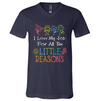 Daycare Teacher I Love My Job For All The Little Reasons V-Neck T-Shirt