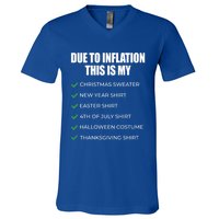 Due To Inflation This Is My Christmas Sweater New Year Cool Gift V-Neck T-Shirt