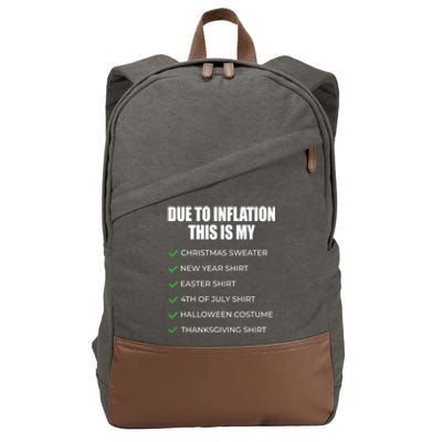 Due To Inflation This Is My Christmas Sweater New Year Cool Gift Cotton Canvas Backpack