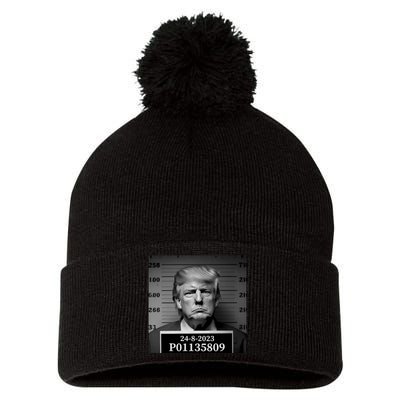 Trump 2024 Mugshot Trump Inmate P01135809 Pom Pom 12in Knit Beanie