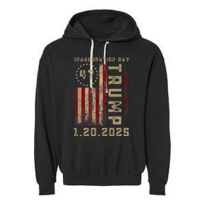 Donald Trump Inauguration Day 2025 47th President 47 Us Flag Garment-Dyed Fleece Hoodie