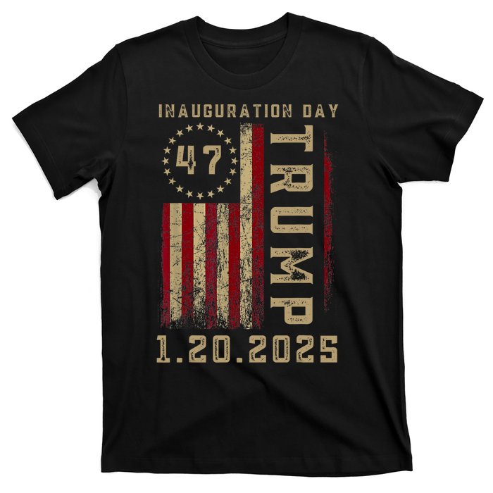 Donald Trump Inauguration Day 2025 47th President 47 Us Flag T-Shirt