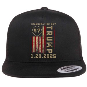 Donald Trump Inauguration Day 2025 47th President 47 Us Flag Flat Bill Trucker Hat