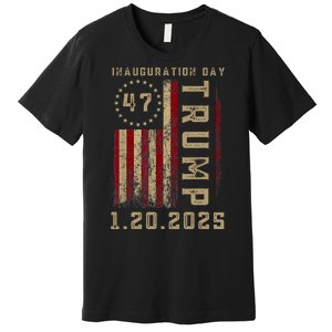 Donald Trump Inauguration Day 2025 47th President 47 Us Flag Premium T-Shirt