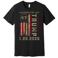 Donald Trump Inauguration Day 2025 47th President 47 Us Flag Premium T-Shirt