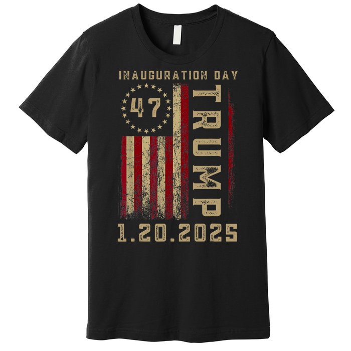 Donald Trump Inauguration Day 2025 47th President 47 Us Flag Premium T-Shirt