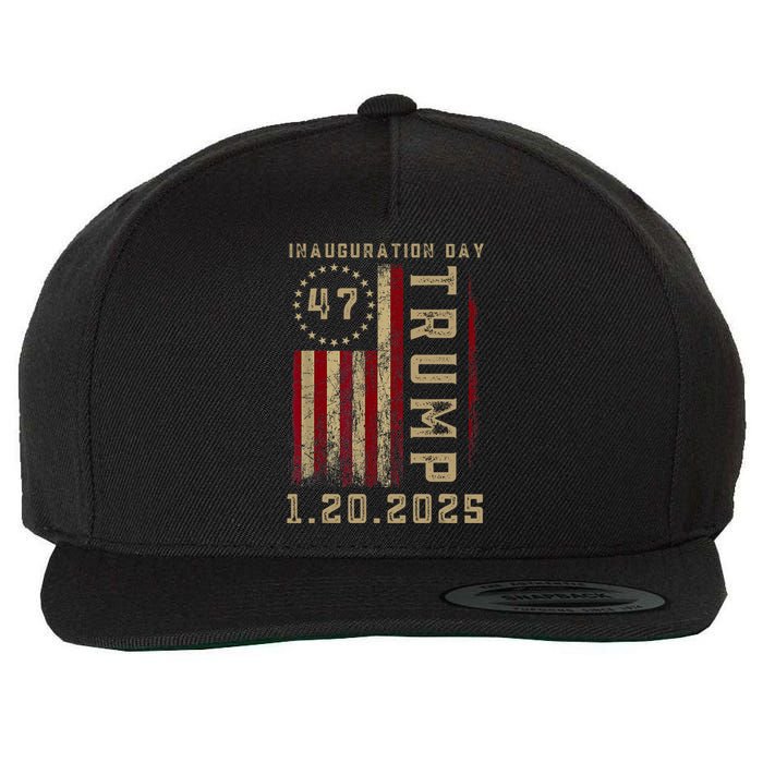 Donald Trump Inauguration Day 2025 47th President 47 Us Flag Wool Snapback Cap