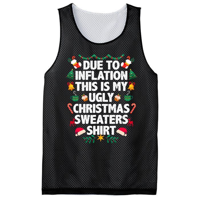 Due To Inflation This Is My Ugly Christmas Pajama Mesh Reversible Basketball Jersey Tank