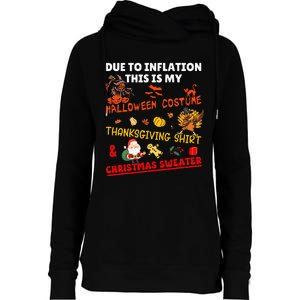 Due To Inflation This Is My Funny Xmas Christmas Womens Funnel Neck Pullover Hood