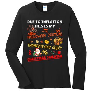 Due To Inflation This Is My Funny Xmas Christmas Ladies Long Sleeve Shirt