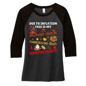 Due To Inflation This Is My Funny Xmas Christmas Women's Tri-Blend 3/4-Sleeve Raglan Shirt