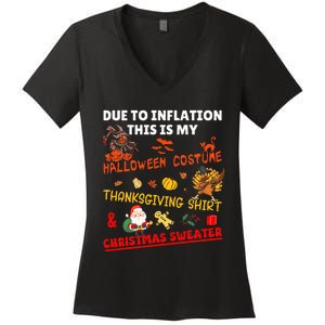 Due To Inflation This Is My Funny Xmas Christmas Women's V-Neck T-Shirt