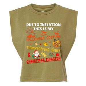 Due To Inflation This Is My Funny Xmas Christmas Garment-Dyed Women's Muscle Tee