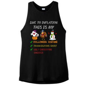 Due To Inflation This Is My Halloween Thanksgiving Christmas Ladies PosiCharge Tri-Blend Wicking Tank