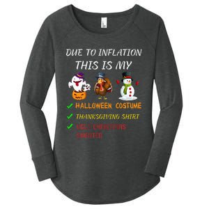 Due To Inflation This Is My Halloween Thanksgiving Christmas Women's Perfect Tri Tunic Long Sleeve Shirt