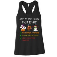 Due To Inflation This Is My Halloween Thanksgiving Christmas Women's Racerback Tank