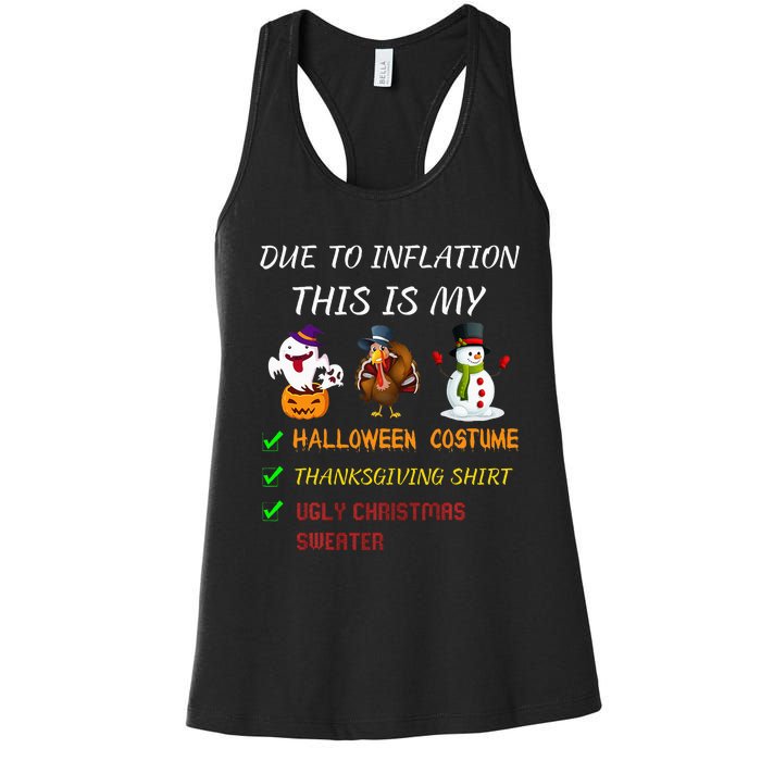 Due To Inflation This Is My Halloween Thanksgiving Christmas Women's Racerback Tank