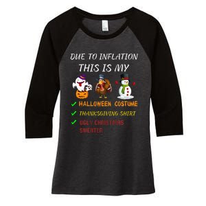 Due To Inflation This Is My Halloween Thanksgiving Christmas Women's Tri-Blend 3/4-Sleeve Raglan Shirt