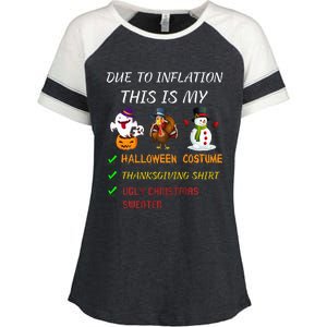 Due To Inflation This Is My Halloween Thanksgiving Christmas Enza Ladies Jersey Colorblock Tee