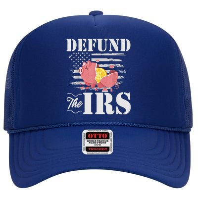 Defund The IRS Funny Freedom Patriotic Political Protest High Crown Mesh Back Trucker Hat