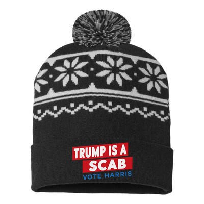 Donald Trump Is A Scab Vote Harris USA-Made Snowflake Beanie