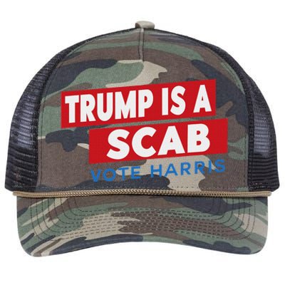 Donald Trump Is A Scab Vote Harris Retro Rope Trucker Hat Cap