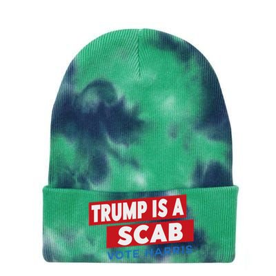 Donald Trump Is A Scab Vote Harris Tie Dye 12in Knit Beanie