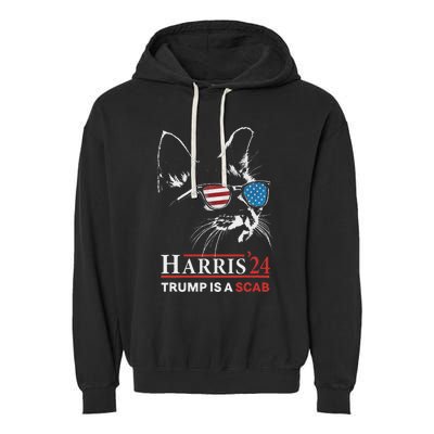 Donald Trump Is A Scab Vote Harris Valz Cat Lady Garment-Dyed Fleece Hoodie