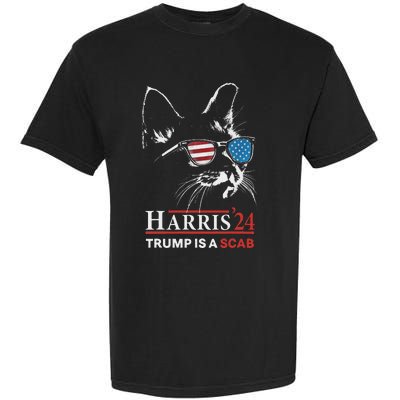 Donald Trump Is A Scab Vote Harris Valz Cat Lady Garment-Dyed Heavyweight T-Shirt