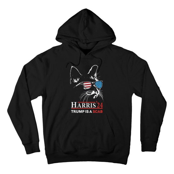 Donald Trump Is A Scab Vote Harris Valz Cat Lady Hoodie