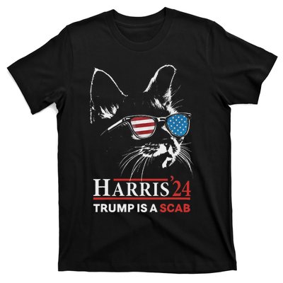 Donald Trump Is A Scab Vote Harris Valz Cat Lady T-Shirt