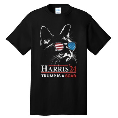 Donald Trump Is A Scab Vote Harris Valz Cat Lady Tall T-Shirt