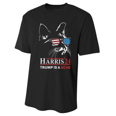 Donald Trump Is A Scab Vote Harris Valz Cat Lady Performance Sprint T-Shirt