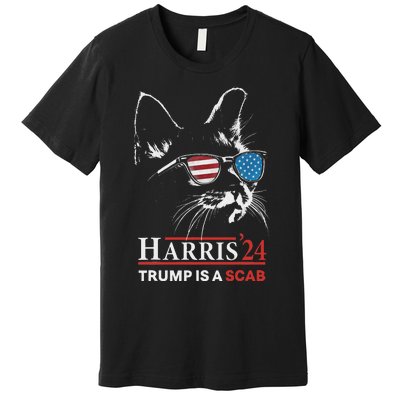 Donald Trump Is A Scab Vote Harris Valz Cat Lady Premium T-Shirt