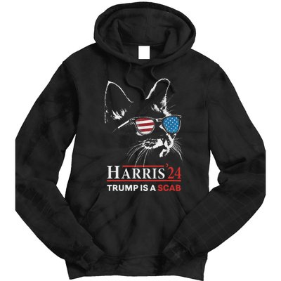 Donald Trump Is A Scab Vote Harris Valz Cat Lady Tie Dye Hoodie