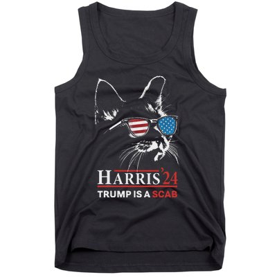 Donald Trump Is A Scab Vote Harris Valz Cat Lady Tank Top