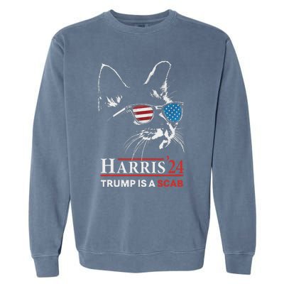 Donald Trump Is A Scab Vote Harris Valz Cat Lady Garment-Dyed Sweatshirt