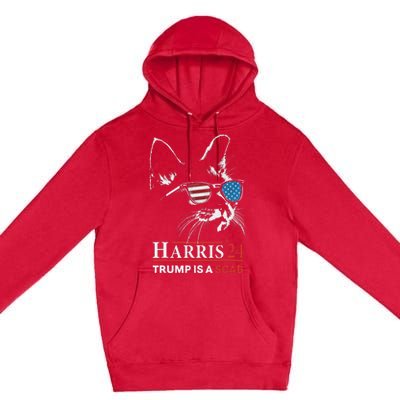 Donald Trump Is A Scab Vote Harris Valz Cat Lady Premium Pullover Hoodie