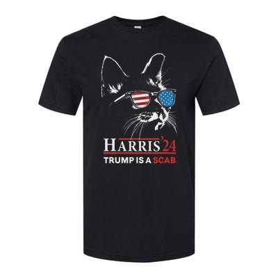 Donald Trump Is A Scab Vote Harris Valz Cat Lady Softstyle CVC T-Shirt