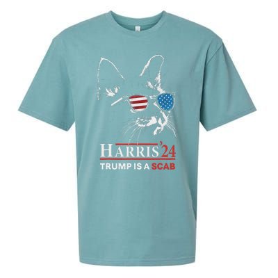 Donald Trump Is A Scab Vote Harris Valz Cat Lady Sueded Cloud Jersey T-Shirt