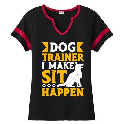 Dog Trainer I Make Sit Happen Quote Gift Ladies Halftime Notch Neck Tee