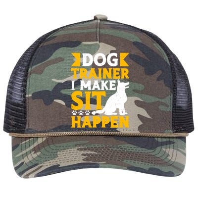 Dog Trainer I Make Sit Happen Quote Gift Retro Rope Trucker Hat Cap