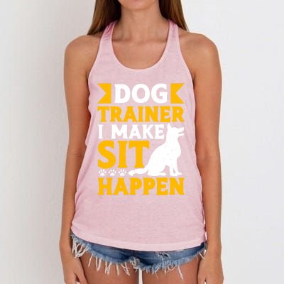 Dog Trainer I Make Sit Happen Quote Gift Women's Knotted Racerback Tank