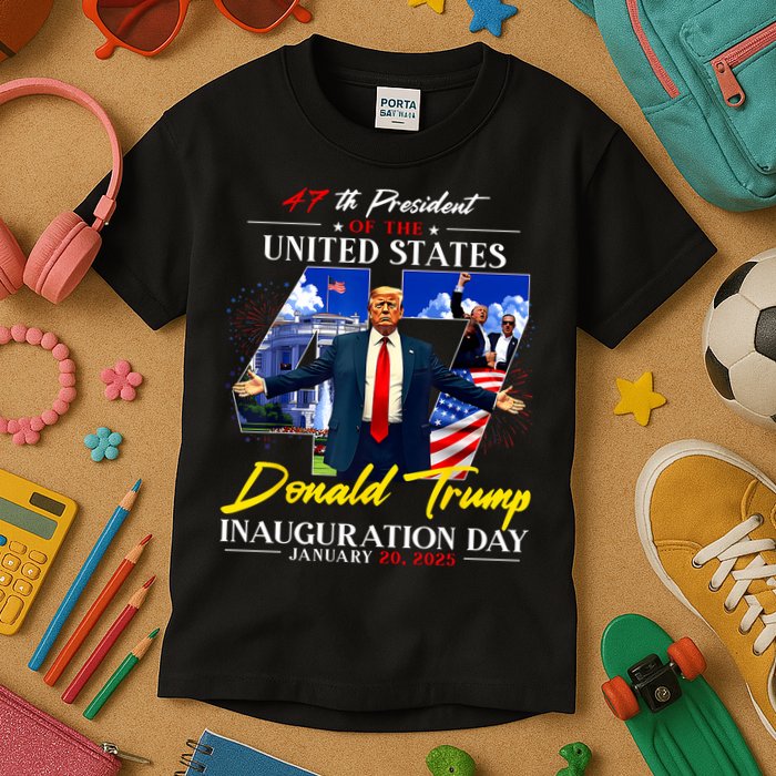 Donald Trump Inauguration Day 2025 47th President Kids T-Shirt