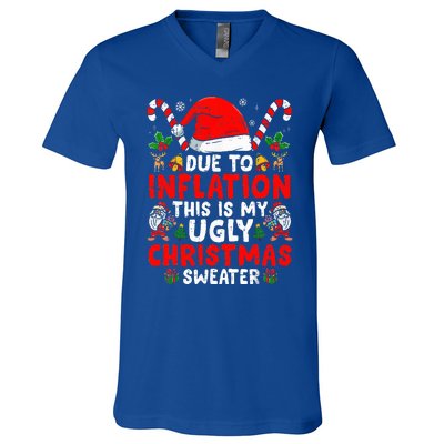 Due to Inflation This is My Ugly Sweater Family Christmas  V-Neck T-Shirt