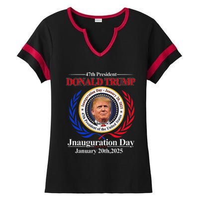 Donald Trump Inauguration Day 2025 47th Usa President Ladies Halftime Notch Neck Tee