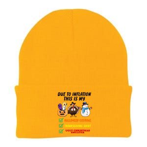 Due To Inflation This Is My Halloween Costume Thanksgiving Christmas Knit Cap Winter Beanie