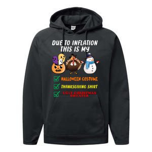 Due To Inflation This Is My Halloween Costume Thanksgiving Christmas Performance Fleece Hoodie