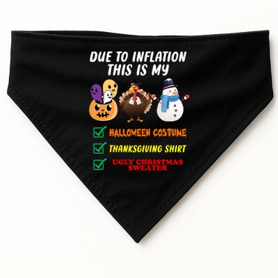 Due To Inflation This Is My Halloween Costume Thanksgiving Christmas USA-Made Doggie Bandana
